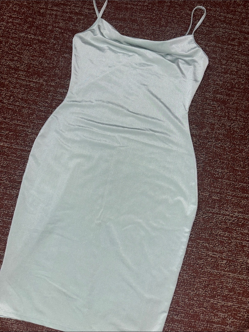 MRT 1030 stretch bodycon dress y2k fitted aqua mist spaghetti strap knee length